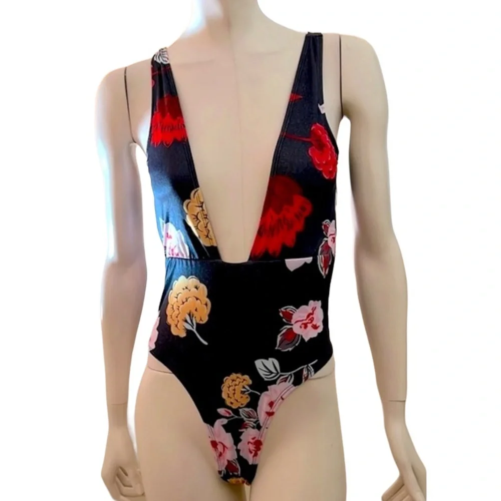 High Cut Floral one Piece Swim Suit by Zaful Size M